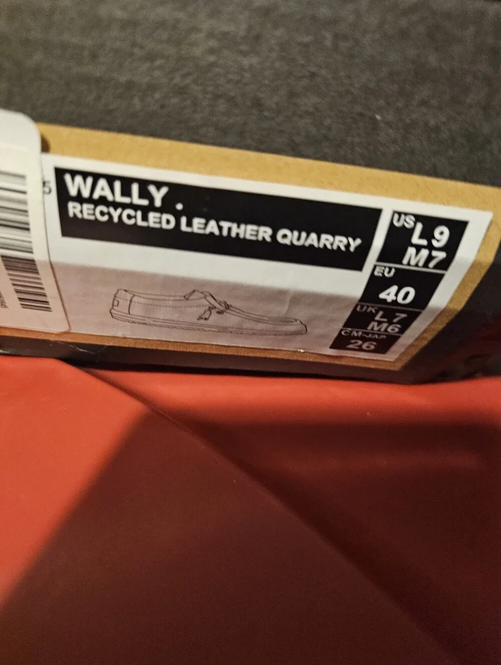 Hey Dude Wally Recycled Leather Quarry Charcoal Grey M7 or W9 Lil Fraying In Fro